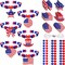 1024Pcs 4th of July Crafts Independence Day Craft Kit Patriotic Beads and American Flag Charms for Jewelry Making Red White Blue Pony Beads Star Beads and Wooden Pendant for DIY Bracelet Making Supply